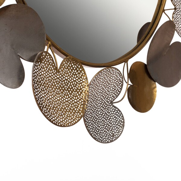 Fabulaxe 31" Accent Wall Mounted Mirror with Gold and Silver with Decorative Modern Pedal Leaf Frame - QI004341