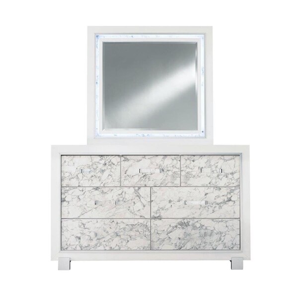 Global Furniture Usa Santorini White Mirror - 43 x 1 x 41 in. - SANTORINI-METALLIC WHITE-MR
