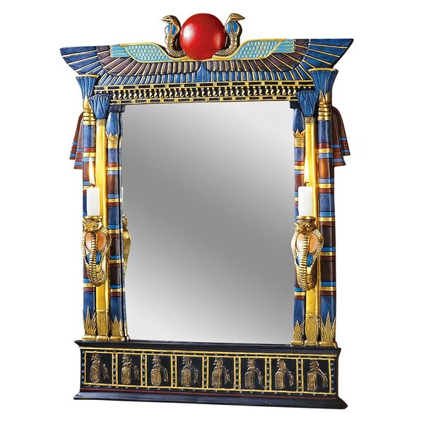Design Toscano Wadjet Egyptian Wall Mirror with Cobra Sconces - CL2558