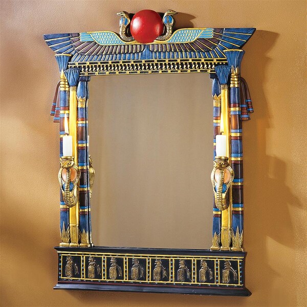 Design Toscano Wadjet Egyptian Wall Mirror with Cobra Sconces - CL2558