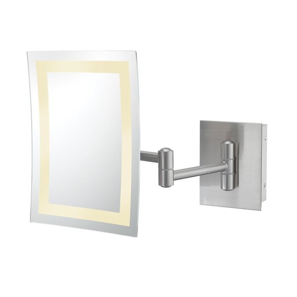 Aptations Single-Sided LED Square Freestanding Mirror - Rechargeable, Polished Nickel - 713-55-83