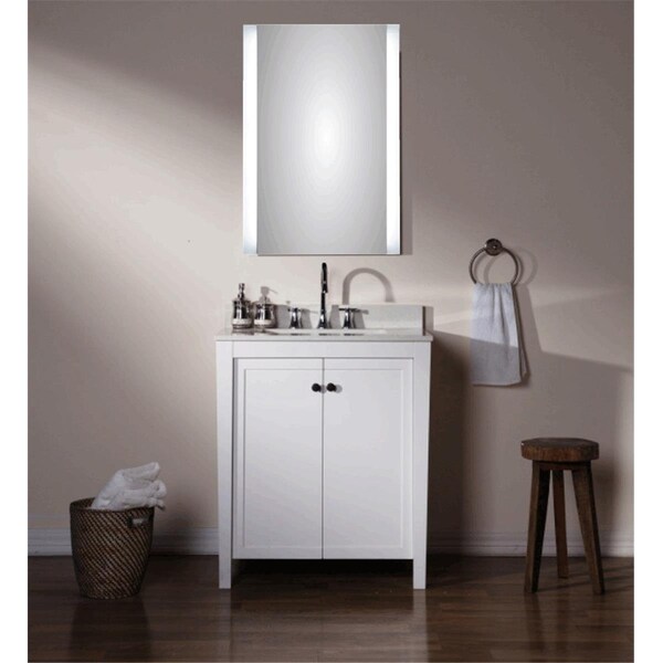 Kd Mobiliario Sidelit Mirror with Frosting on Left & Right Sides, White - KD2754816
