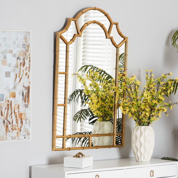 Baxton Studio Bedivere Modern Glam and Luxe Antique Goldleaf Metal Accent Wall Mirror - 229-13068-ZORO