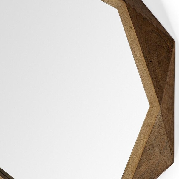 Homeroots 32 in. Octagon Wooden Frame Wall Mirror - 376397