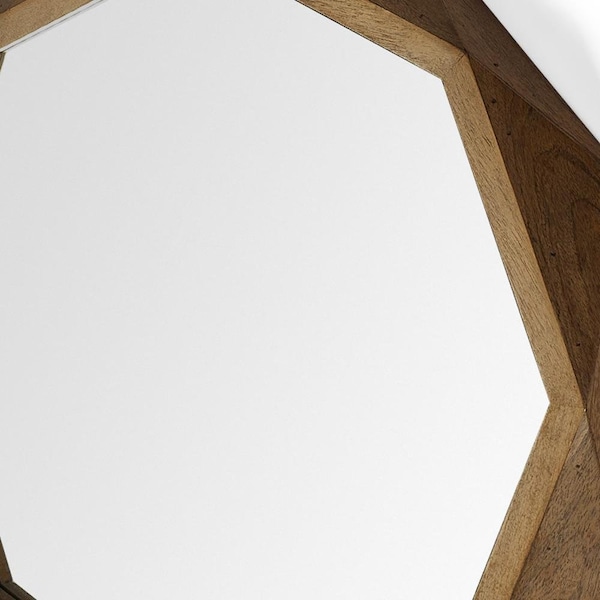 Homeroots 32 in. Octagon Wooden Frame Wall Mirror - 376397