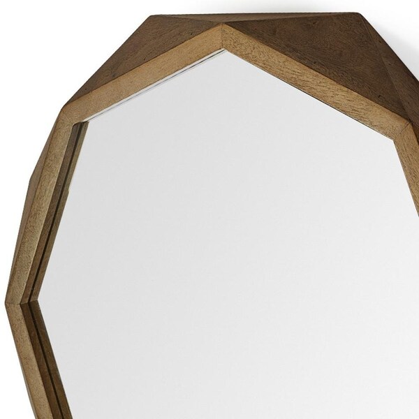 Homeroots 32 in. Octagon Wooden Frame Wall Mirror - 376397