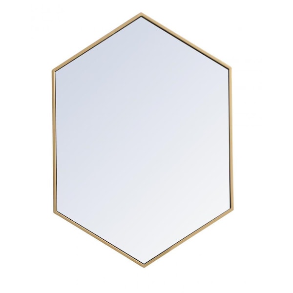 Blueprints 24 in. Metal Frame Hexagon Mirror in Brass - 23.25 x 33.125 x 0.16 in. - BL2945086