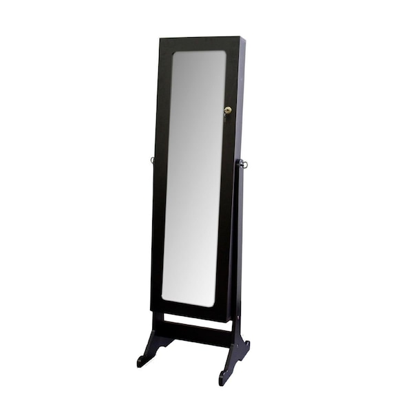 Homeroots Universal Brown & Espresso Standing Mirror with Jewelry Storage - 468366