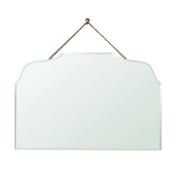 Homeroots Bed & Bath Rectangular Arch Beveled Hanging Mirror, Gold & Clear - 396679