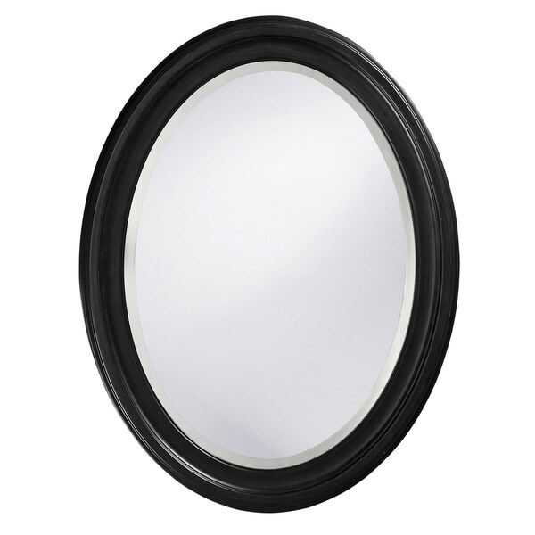 Homeroots Oval Shaped Black Wood Frame Mirror, Matte Black - 384187