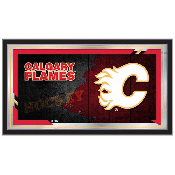 Holland Bar Stool Co Calgary Flames 15" x 26" Hockey Collector Mirror by Holland Bar Stool Company - MCOLCALFLA