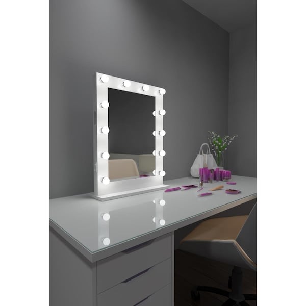 Perfectpillows 24 x 32 in. Marilyn Hollywood Mirror with LED Bulbs White - PE3144205