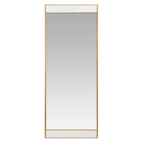 Ricki&Aposs Rugs Lina Modern Floor Mirror, Gold with Marble - RI2522619