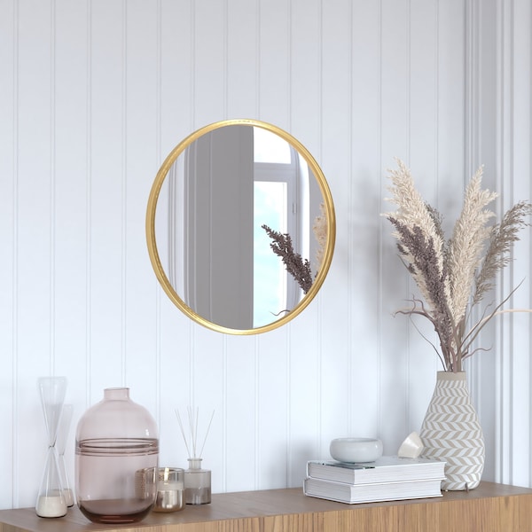 Flash Furniture 20" Round Gold Metal Framed Accent Wall Mirror - HFKHD-0GD-CRE8-291315-GG