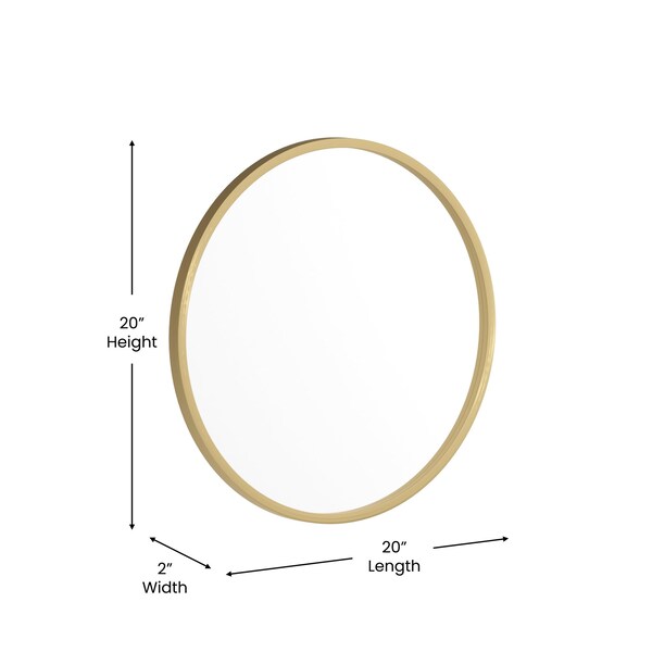 Flash Furniture 20" Round Gold Metal Framed Accent Wall Mirror - HFKHD-0GD-CRE8-291315-GG