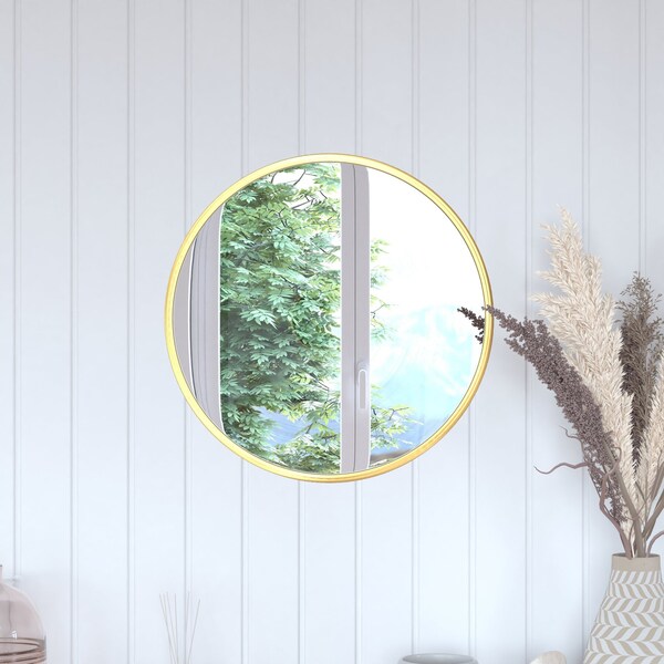 Flash Furniture 20" Round Gold Metal Framed Accent Wall Mirror - HFKHD-0GD-CRE8-291315-GG