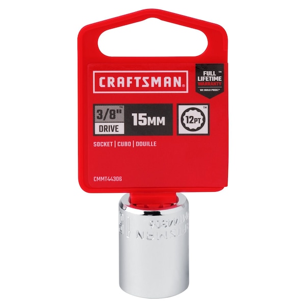 Craftsman Sockets, 15 mm S x 3/8" Drive S Metric 1 - CMMT44306
