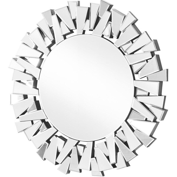 Blueprints Sparkle 39.5 in. Contemporary Round Mirror - Elegant Textured Look, Clear - BL2208662