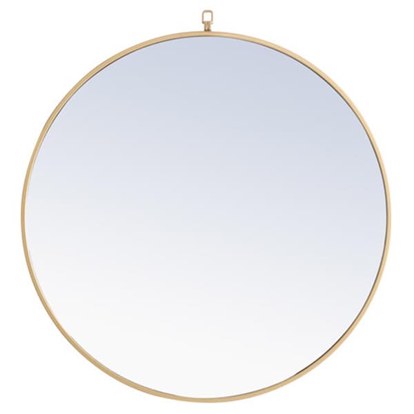Doba-Bnt 32 in. Eternity Metal Frame Round Mirror with Decorative Hook, Brass - SA2952151