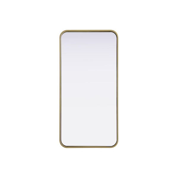 Elegant Decor Contour Metal Rectangle Mirror 18X36 In Brass - MR8A1836BRA
