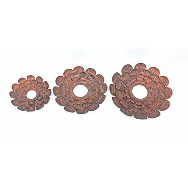 Screen Gems Vintage Blooming Flower Metal Wall Mirror Set - 3 Piece - WD-028