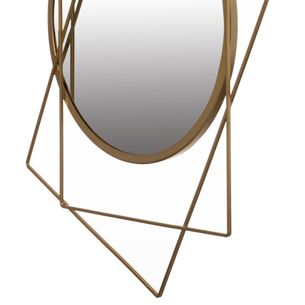 Uniquewise Set of 2 Decorative 20-inch Circle Mirror Featuring 2 Squares Shaped Gold Metal Frame - - QI004580.2