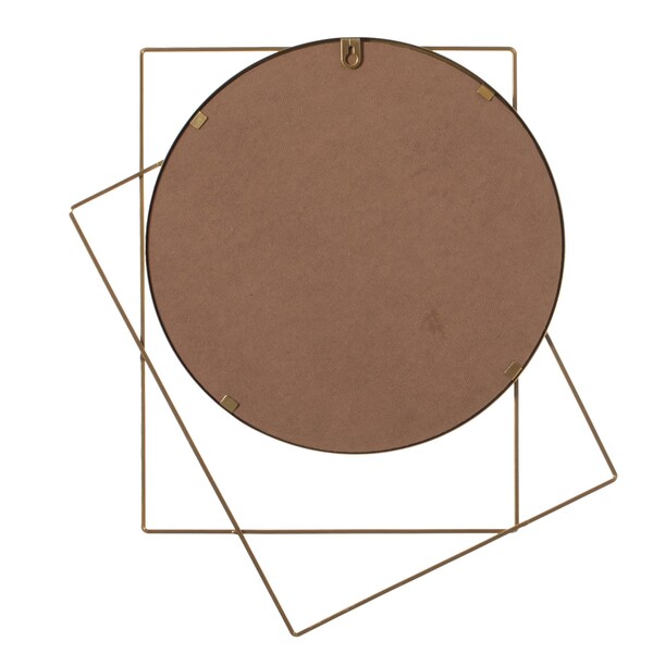 Uniquewise Set of 2 Decorative 20-inch Circle Mirror Featuring 2 Squares Shaped Gold Metal Frame - - QI004580.2