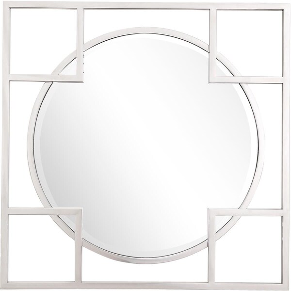 Camden Isle 33 x 33 in. Kinney Square Wall Mirror, Silver - 86410