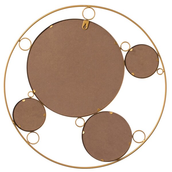 Uniquewise Set of 2 Decorative 19.75-inch Round Frame Mirror - Gold Metal Wall Mounted Mirror with 4 Glass - QI004577.2