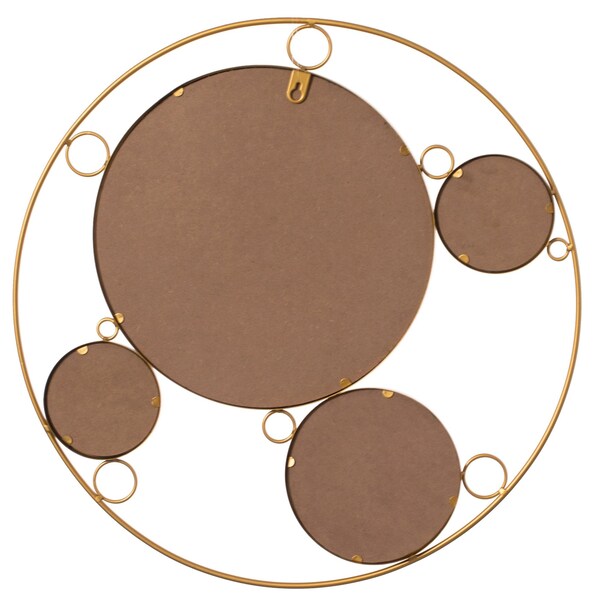 Uniquewise Set of 2 Decorative 19.75-inch Round Frame Mirror - Gold Metal Wall Mounted Mirror with 4 Glass - QI004577.2