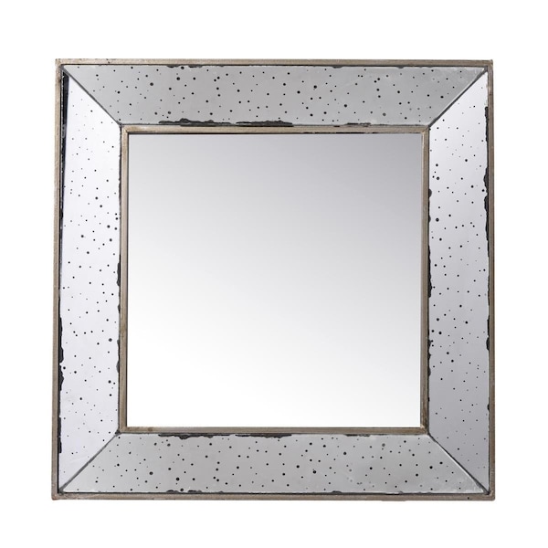 Homeroots 18 in. Wall Mounted Vintage Style Glass Frame Accent Mirror, Brown - 484979