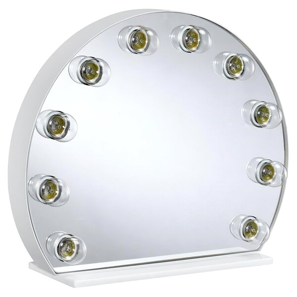 Acme Wooden Frame Accent Mirror with Lighting in White - ER-0107MR