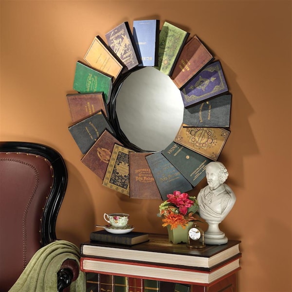 Design Toscano Lord Byron's Compendium of Books Metal Wall Mirror - MH40069