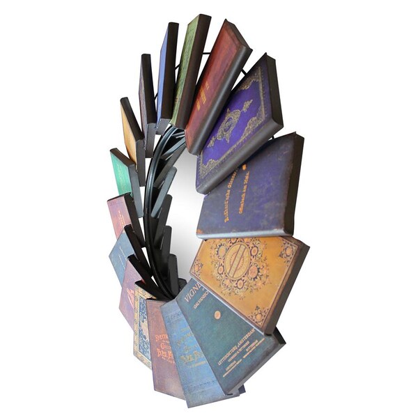 Design Toscano Lord Byron's Compendium of Books Metal Wall Mirror - MH40069
