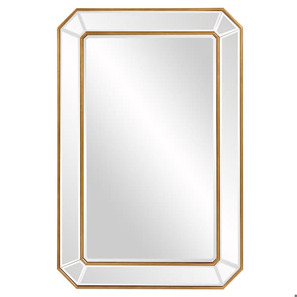 Homeroots Recatngle Gold Leaf Mirror with Angled Corners Frame - 383725