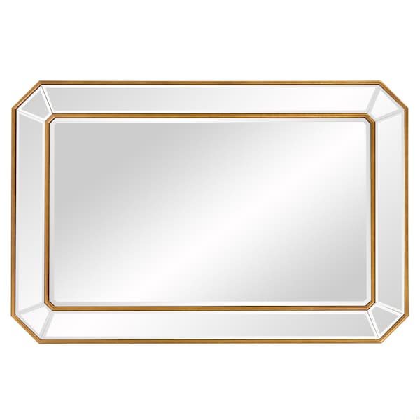 Homeroots Recatngle Gold Leaf Mirror with Angled Corners Frame - 383725