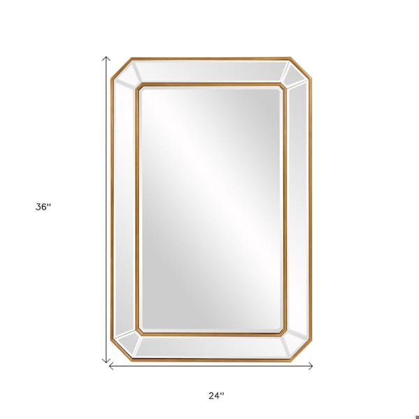 Homeroots Recatngle Gold Leaf Mirror with Angled Corners Frame - 383725