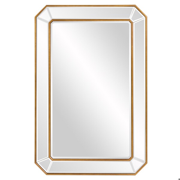 Homeroots Recatngle Gold Leaf Mirror with Angled Corners Frame - 383725