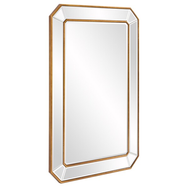 Homeroots Recatngle Gold Leaf Mirror with Angled Corners Frame - 383725
