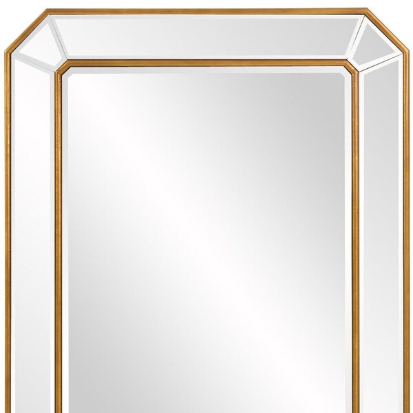 Homeroots Recatngle Gold Leaf Mirror with Angled Corners Frame - 383725