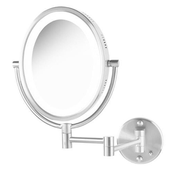 Rickis Rugs 8 in. x 10 in. Oval, 5X, 1X Lighted Wall Mount , Chrome - RI2547260