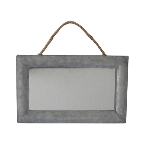 H2H Rattan Rectangular Mirror with Galvanized Metal Frame and Hanging Rope - Silver - H22546634
