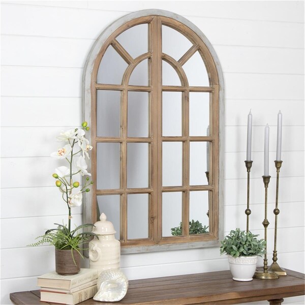 Chesterfield Leather Athena Farmhouse Arch Wall Mirror, Brown - CH1515239
