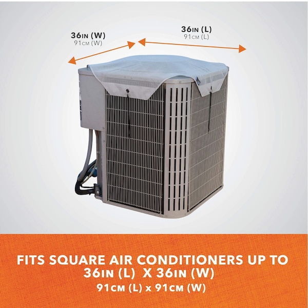 Modern Leisure Basics Universal Air Conditioner Cover, Mesh Topper, 36 in. Square, Light Gray - 3124