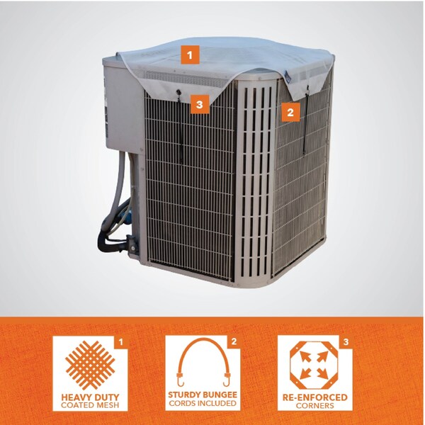Modern Leisure Basics Universal Air Conditioner Cover, Mesh Topper, 36 in. Square, Light Gray - 3124