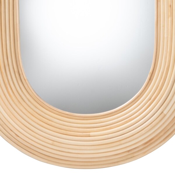 Bali & Pari Drucilla Modern Bohemian Natural Brown Rattan Oval Accent Wall Mirror - 242-13557-ZORO