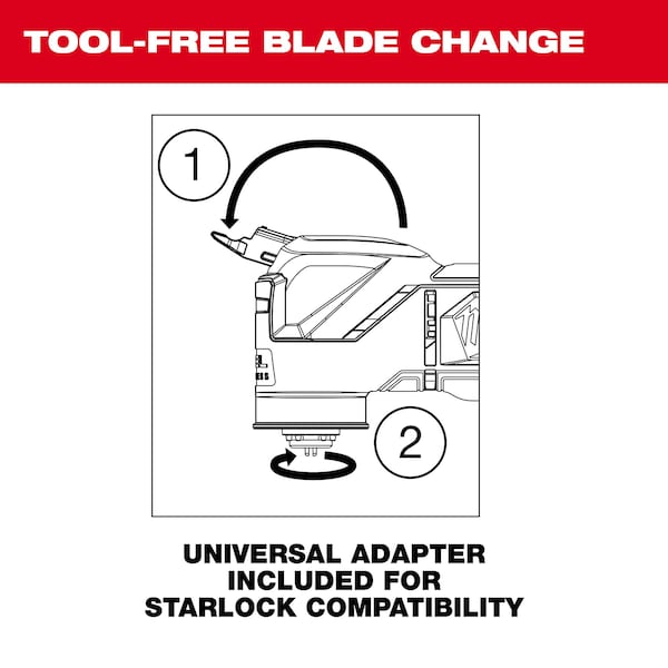 Milwaukee Tool Oscillating Multi-Tool, 18V DC, Cordless, 4.2  Degrees Oscillation Angle, M18 FUEL(TM) Series - 2836-20