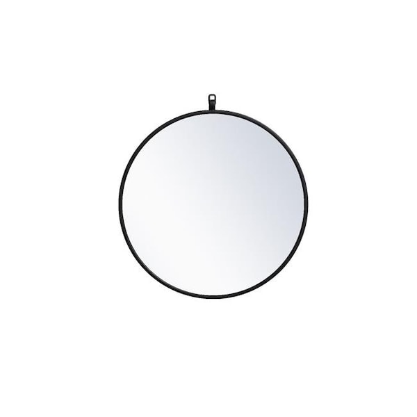 Elegant Decor Elegant Decor MR4721BK 21 in. Metal Frame Round Mirror with Decorative Hook; Black - MR4721BK