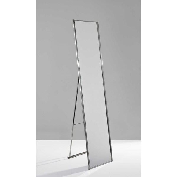 Homeroots Brushed Steel Floor Mirror, 13.5 x 14.5 x 59 in. - 372953