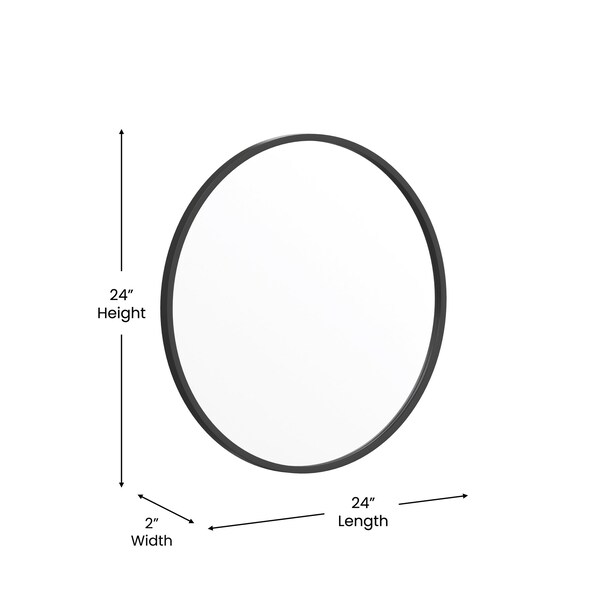 Flash Furniture 24" Round Black Metal Framed Accent Wall Mirror - HFKHD-4GD-CRE8-712315-GG